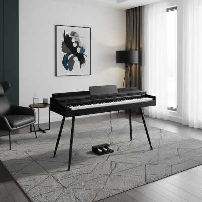 Piano digital negro brillante para el hogar