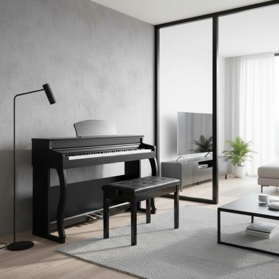 Piano digital negro brillante para el hogar