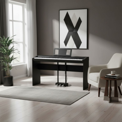 Piano digital en negro brillante
