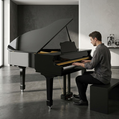Piano digital negro con acabado brillante