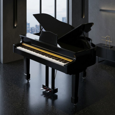 Piano digital negro con acabado brillante