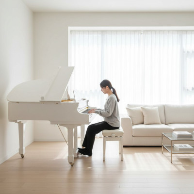 Piano digital blanco brillante