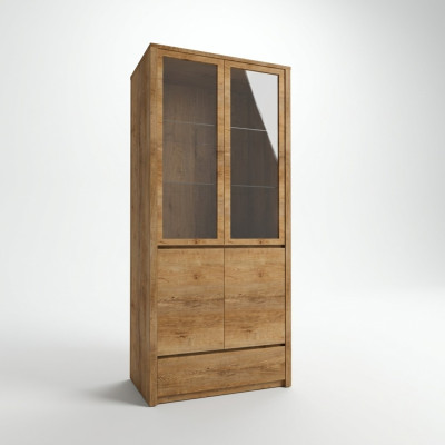 Buffet vitrina con puertas de vidrio y cajón