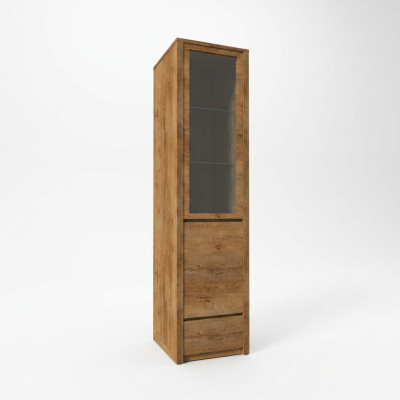 Vitrina de vidrio con buffet de cocina, estantes de vidrio y cajón