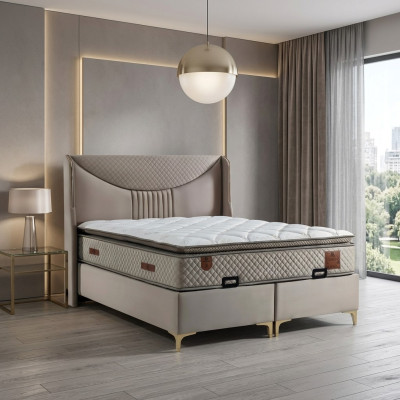La cama con colchón de estilo moderno embellecerá cualquier dormitorio.