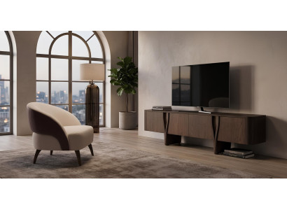 Wohnzimmer Set Sessel TV-Lowboard Modern Stabil Komfortabel Haptisch