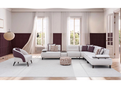 Wohnzimmer Set Ecksofa Sessel Modern Modulär Zweifarbig Einzigartig
