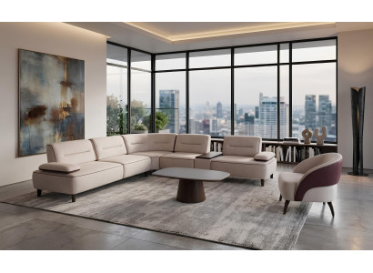 Wohnzimmer Set Ecksofa Couchtisch Sessel Modern Geometrisch Skulptural