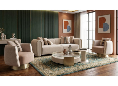 Wohnzimmer Set mit Sofa 3 Sitzer Sessel Couchtisch Modern Design