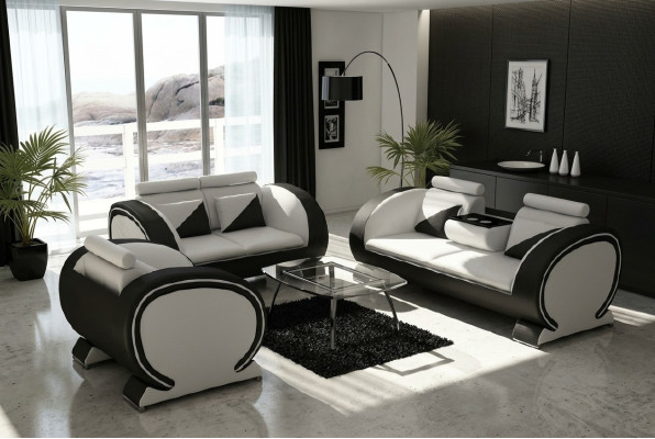 Sofá de cuero con función de bar, conjunto de diseño, sofá de 3 plazas, sofá relax.