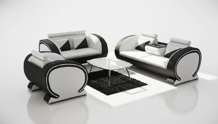 Sofá de cuero con función de bar, conjunto de diseño, sofá de 3 plazas, sofá relax.