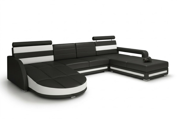 SOFA DE SALÓN JUEGO DE MUEBLES DE DISEÑO SOFÁ DE ESQUINA Marrón-Beige SOFÁ DE CUERO XXL SOFÁ DE ESQUINA
