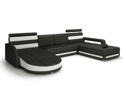 SOFA DE SALÓN JUEGO DE MUEBLES DE DISEÑO SOFÁ DE ESQUINA Marrón-Beige SOFÁ DE CUERO XXL SOFÁ DE ESQUINA