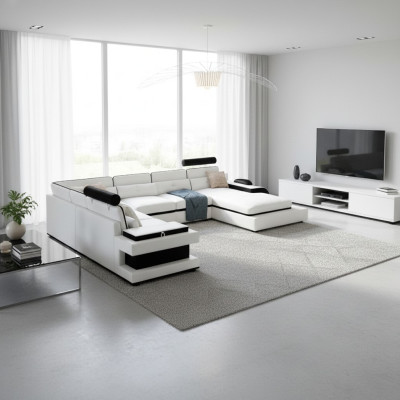 Sofá de cuero sofá paisaje de vida esquina sofá conjunto de esquina decoración diseño moderno