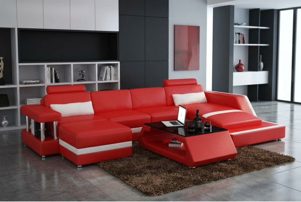 Sofá de esquina de diseñador Sofá de salón Big Moderno Sofá de cuero Sofá Seccional Hamurgo III