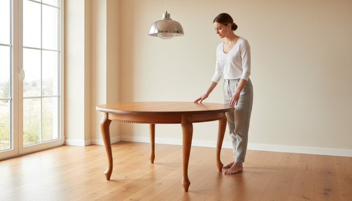 Mesa de comedor redonda de madera 150x150 cm / 200x150 cm.