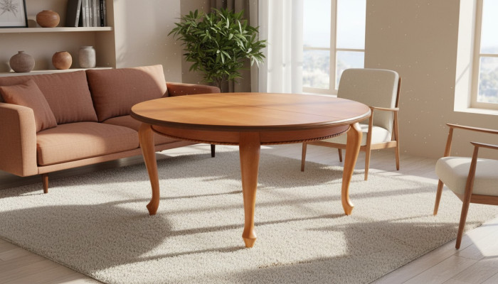 Mesa de comedor redonda de madera 150x150 cm / 200x150 cm.