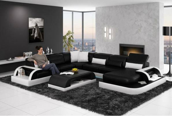 Sofá de cuero sofá paisaje de vida esquina sofá conjunto de diseño moderno nuevo sofá L6012
