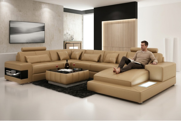 Sofá de cuero Sofá Salón Moderno Sofá de esquina Decoración Diseño de salón
