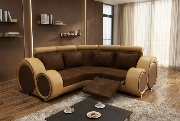 Sofá esquinero sofá sofá acolchado conjunto de salón textil sofás esquineros tapizado tela BER-X.