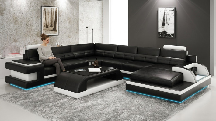 Sofá de cuero Sofá Sofá de esquina Sofá de diseño moderno Conjunto de esquina Diseño Moderno Sofá L6017.