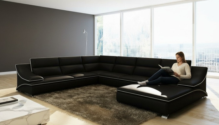 Sofá de cuero Sofá Conjunto de sofás Nuevo 3+2+1 plazas Juego de muebles de diseño moderno Sofa