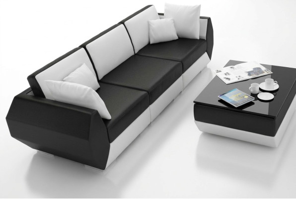 Sofá de cuero sofá conjunto de vida habitacional 3 + 3 asientos Conjunto de diseño moderno