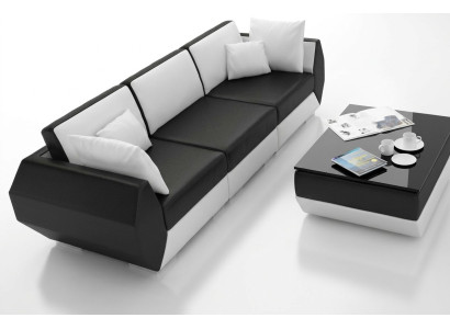 Sofá de cuero sofá conjunto de vida habitacional 3 + 3 asientos Conjunto de diseño moderno