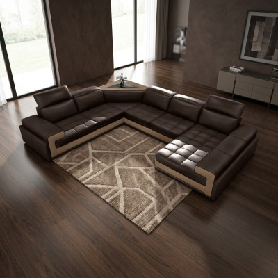 Sofá de cuero Sofá Sofá de esquina de sofá de salón moderno de esquina decoración de diseño conjunto
