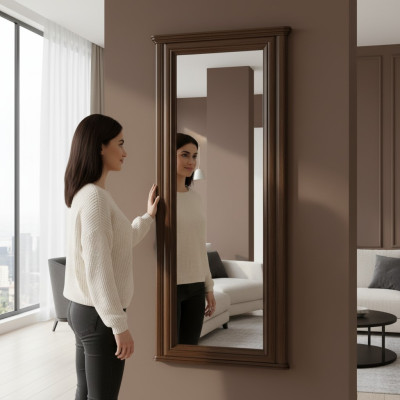 Espejo de diseñador clásico Muebles italianos Espejo de pared de madera - Modelo W-LP