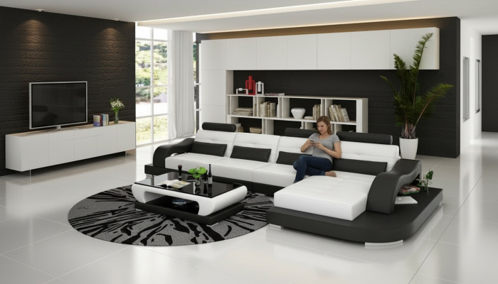 Sofá Sofá de cuero Sofá Sofá en forma de L Sofá de esquina Sofá Set de esquina Diseño moderno