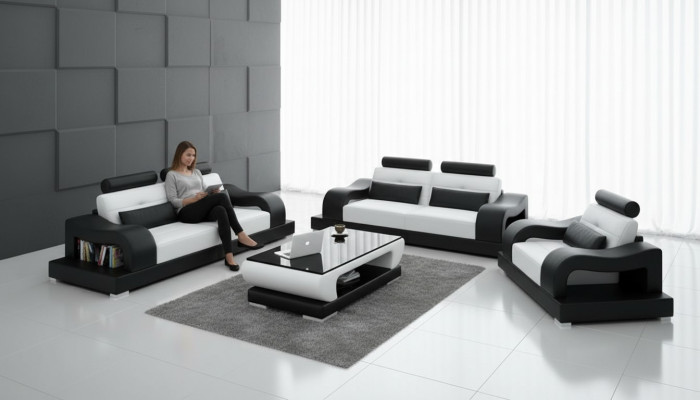 Sofá de cuero sofá conjunto de sofás conjunto de sala de estar 3+2+1 asientos conjunto de diseño moderno G8005D