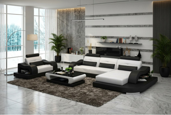 Sofá de cuero Sofá sofá conjunto de sala de estar Sofá esquinero Sillón diseño moderno Sofá G8005E