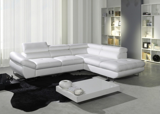 Sofá esquinero Eck Wahl de cuero tela acolchado textil cama + caja sofá esquina conjunto