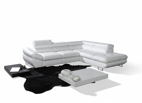 Sofá esquinero Eck Wahl de cuero tela acolchado textil cama + caja sofá esquina conjunto