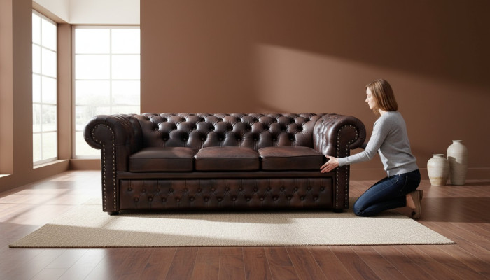 Sofá Chesterfield de cuero, sofá, conjunto de tapizados Leicester, sofás de estar nuevos