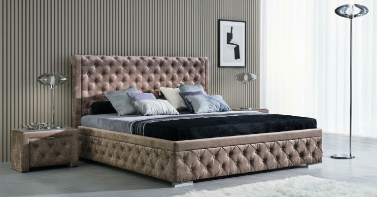 Una lujosa cama Chesterfield en un elegante estilo contemporáneo