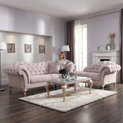 Chesterfield juego de sofás Set de sofá clásico con chaise lounge de estilo tradicional.