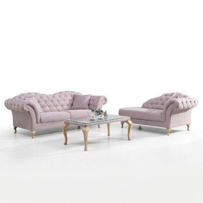 Chesterfield juego de sofás Set de sofá clásico con chaise lounge de estilo tradicional.