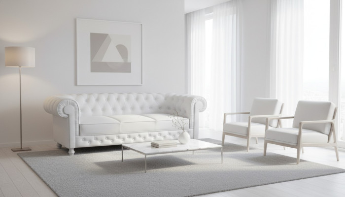 Sofá Chesterfield Conjunto 3 plazas de poliéster de cuero Sofás sofás WHITTBY
