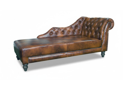 Chaiselongues Chesterfield Liege Chaise de cuero y tela Sofá Relax