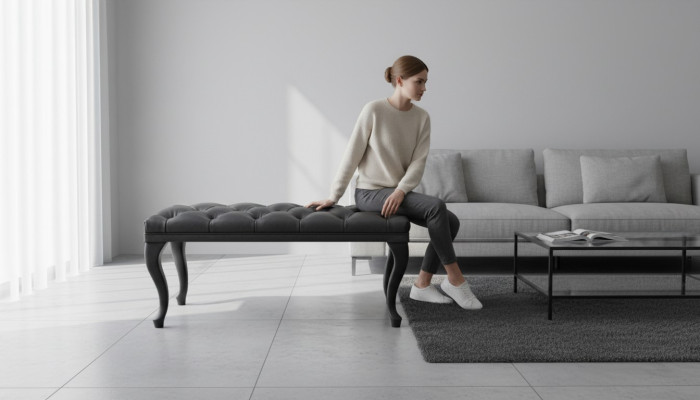 Chesterfield Taburete Mesa auxiliar Otomana Sofá Cuero Tela Textil Auxiliar