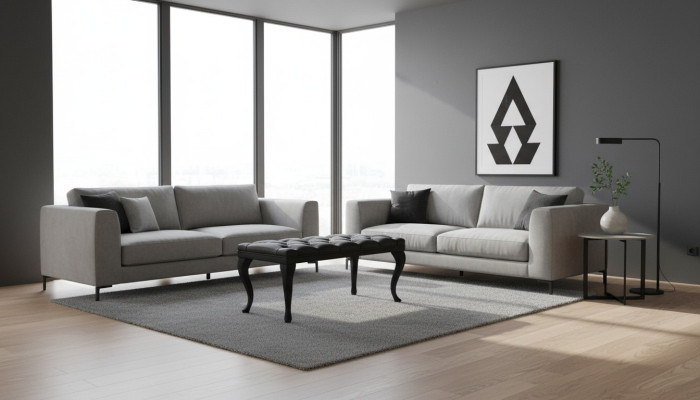 Chesterfield Taburete Mesa auxiliar Otomana Sofá Cuero Tela Textil Auxiliar