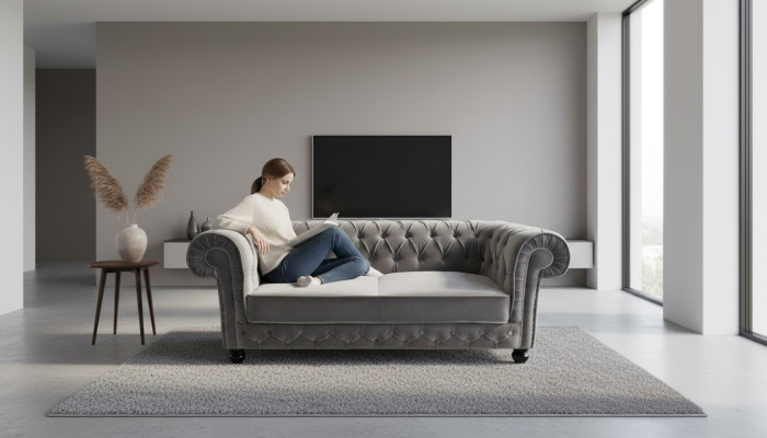 Sofá Chesterfield Sofá Sofá Tapizado Diseñador de 3 plazas Conjunto Sofás Nuevo CHESTER 2
