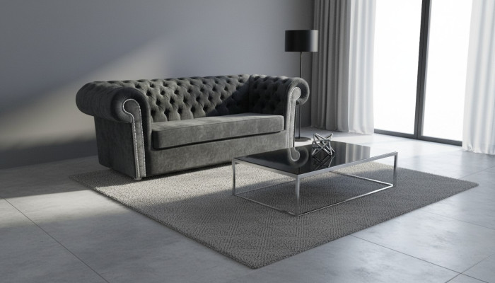 Chesterfield Terciopelo Textil Sofá Tapicería 3 Plazas Sofá Clásico Nuevo