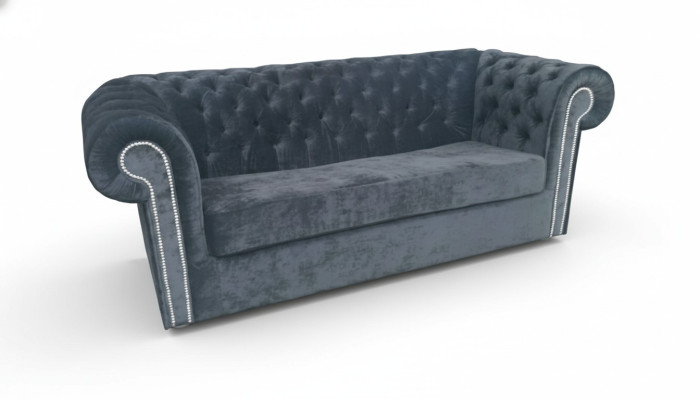 Chesterfield Terciopelo Textil Sofá Tapicería 3 Plazas Sofá Clásico Nuevo