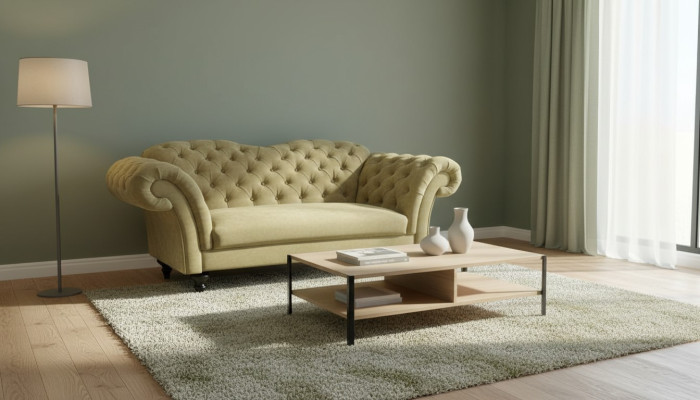 Chesterfield Tela de terciopelo Sofá sofá Tapicería 3 plazas Sofá clásico Nuevo