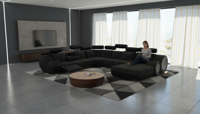 Sofá Diseñador Salón en forma de U Sofá Esquinero Conjunto de Tapizados Sofá de Esquina