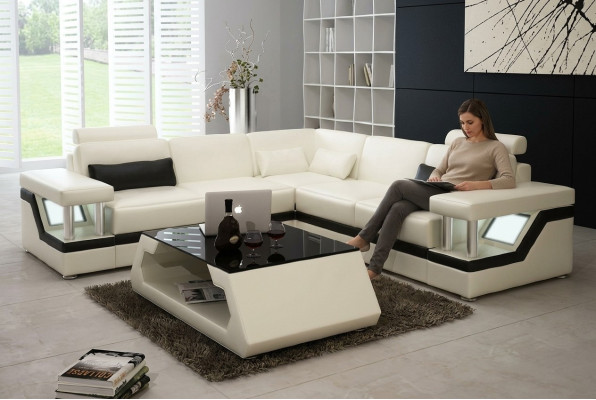 Mueble de salón en forma de esquina, sofá, sofá, sofá rinconero, conjunto de asientos acolchados de cuero.