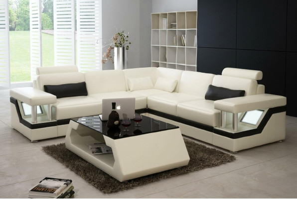 Mueble de salón en forma de esquina, sofá, sofá, sofá rinconero, conjunto de asientos acolchados de cuero.